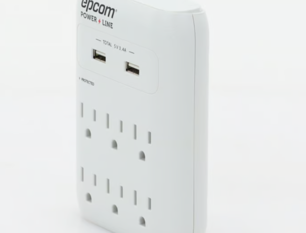 Multicontacto de Pared 110 Vca / Supresor de Picos 1080 Joules / 6 x Nema 5-15P / 2 x USB (5V @3.4A)